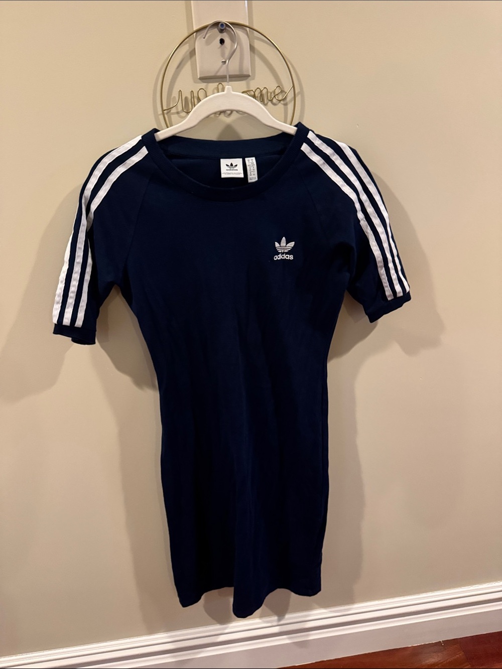 adidas Navy Dress with White Shoulder Stripes